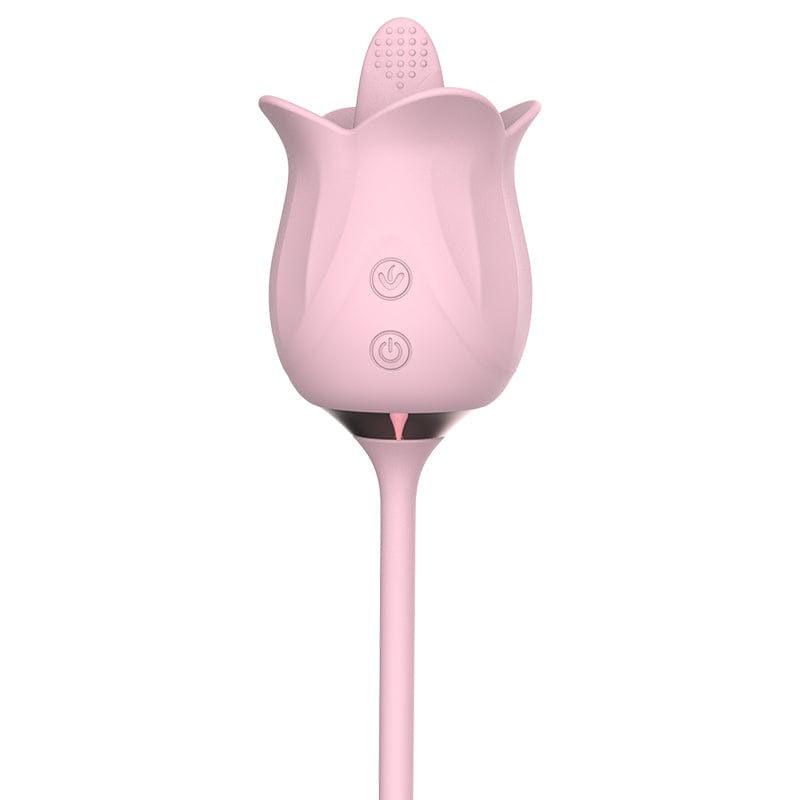 3-in-1 Blooming Sexy Pink Rose Toy Rotating Pearls Telescopic Vibrator