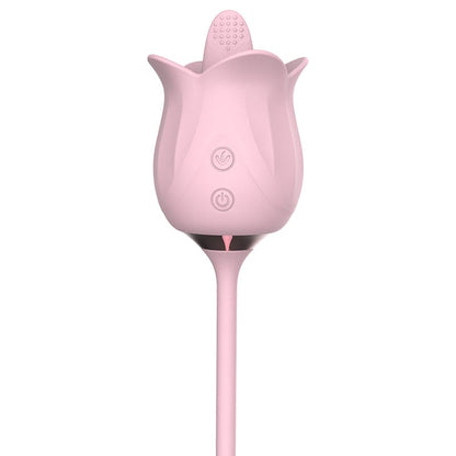 3-in-1 Blooming Sexy Pink Rose Toy Rotating Pearls Telescopic Vibrator