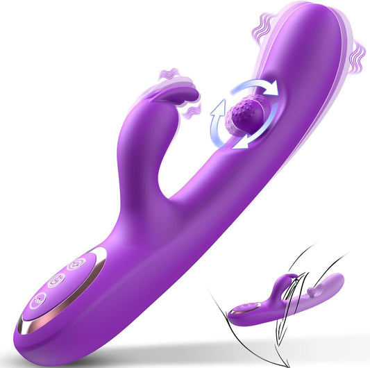 3-in-1-Rabbit-Vibrator, 360°-Rotation, Klitoris-G-Punkt-Stimulator