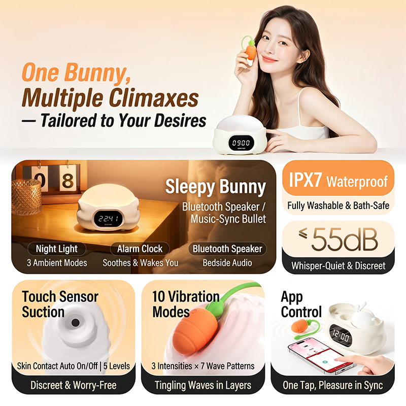 KISSTOY Sleepy Bunny Dual-Play Suction & Vibrating Egg Set
