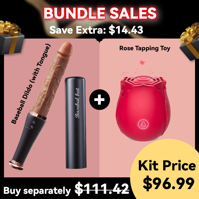 [Bundle Sale] Save $14.43 - Baseball Thrusting Dildo & Rose Tapping Toy