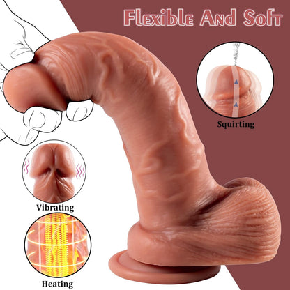 9 inch Silicone Vibrating Squirting Dildo with Remote Control 7 Vibration Modes