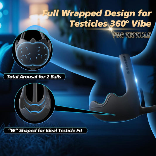 3-in-1-Vibrations-Analstimulator mit Hoden und verstellbarem vibrierendem Penisring