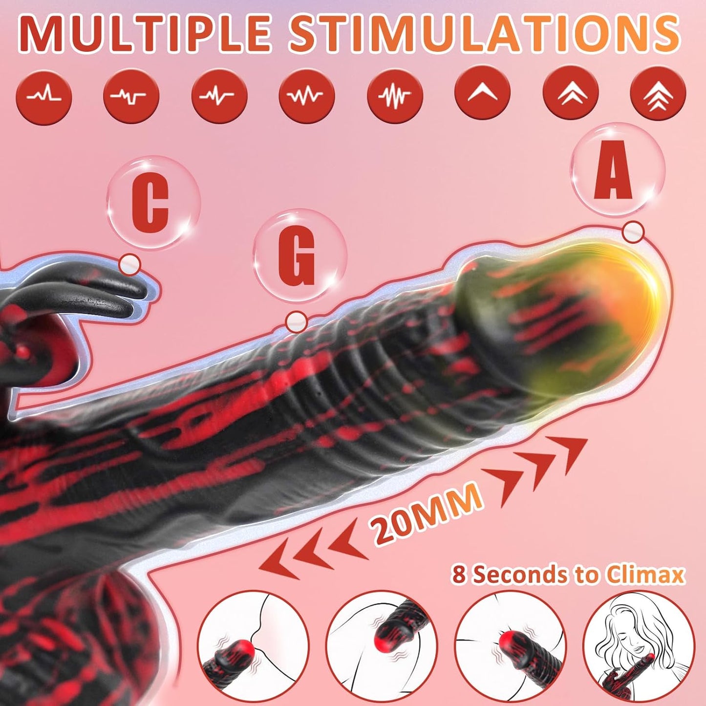 8.26In Rabbit Thrusting Rotation Realistic Dildo Clit G-Spot Vibrator