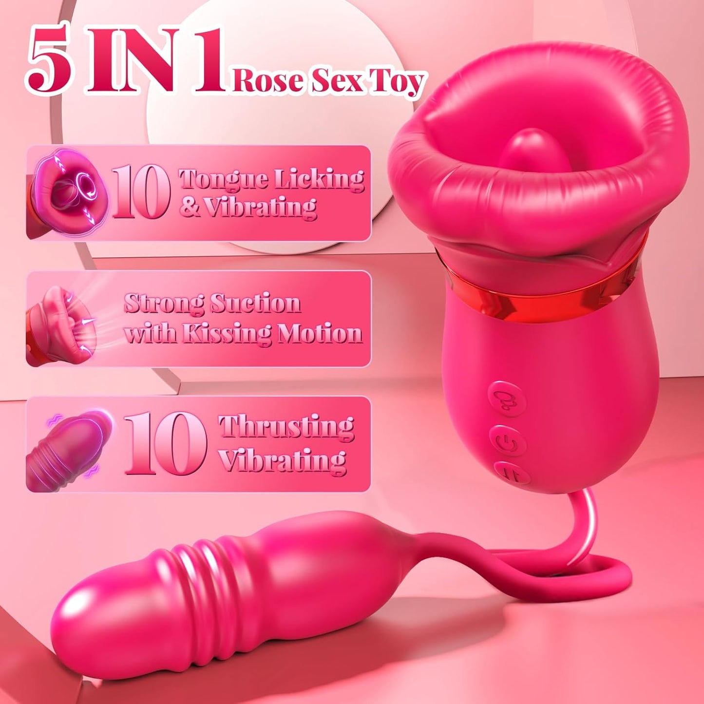 Big Mouth 5-in-1-Vibrator mit Mundabsaugung und Klitorisstoß