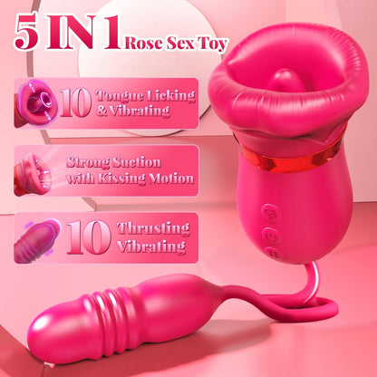 Big Mouth 5-in-1-Vibrator mit Mundabsaugung und Klitorisstoß