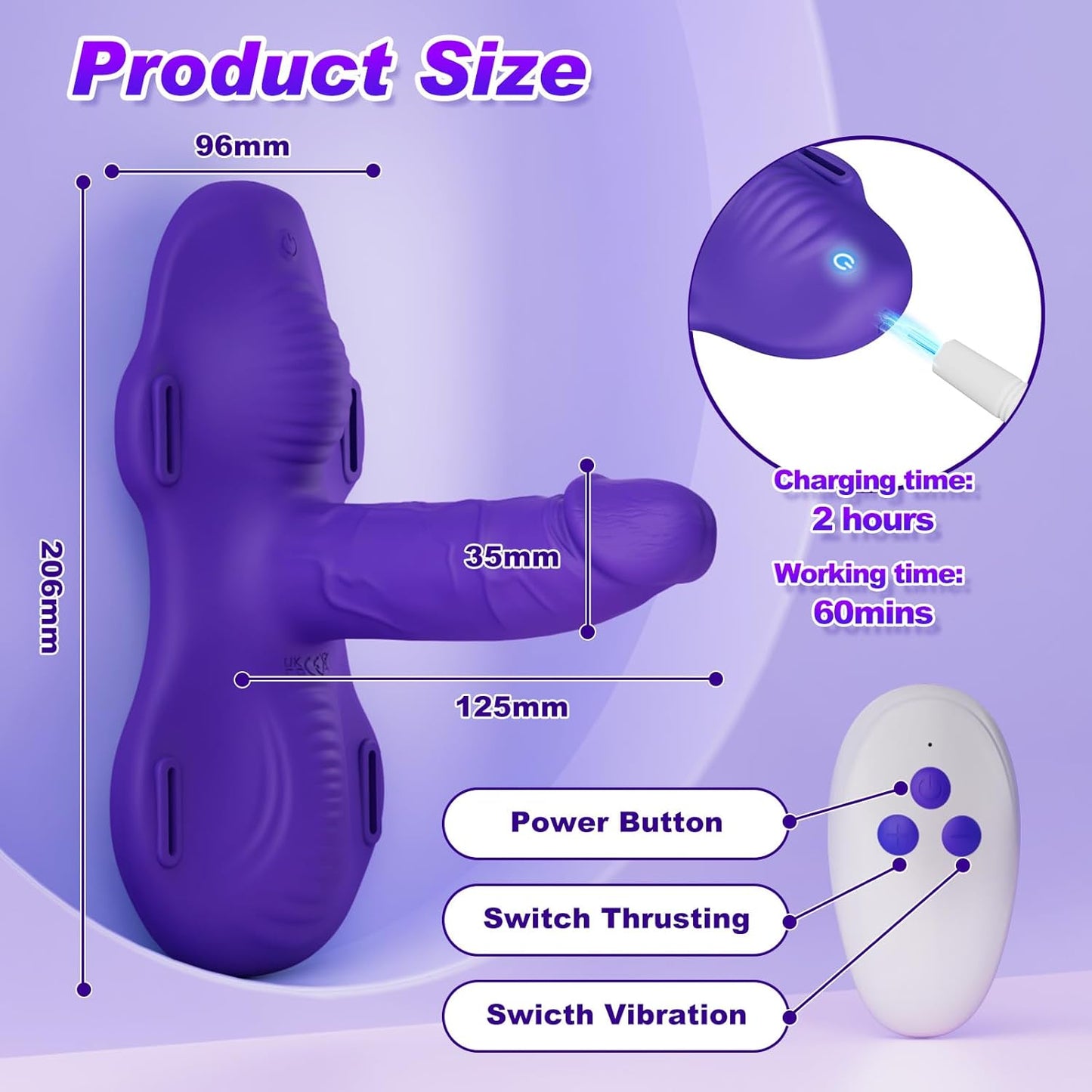 Strap On Riding Vibrator Thrusting G Spot Dildo