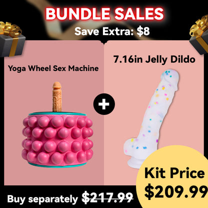 [Bundle Sale] Save $8 - Yoga Wheel Sex Machine & 7.16in Jelly Dildo