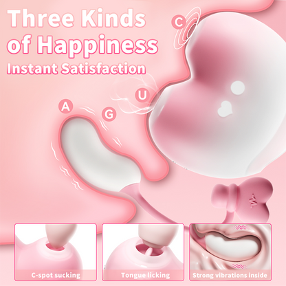 Peach Split Clitoral Sucker & G Spot Vibrating Egg