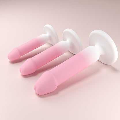 Gradient Pink Silicone Realistic Dildo Anal Plug