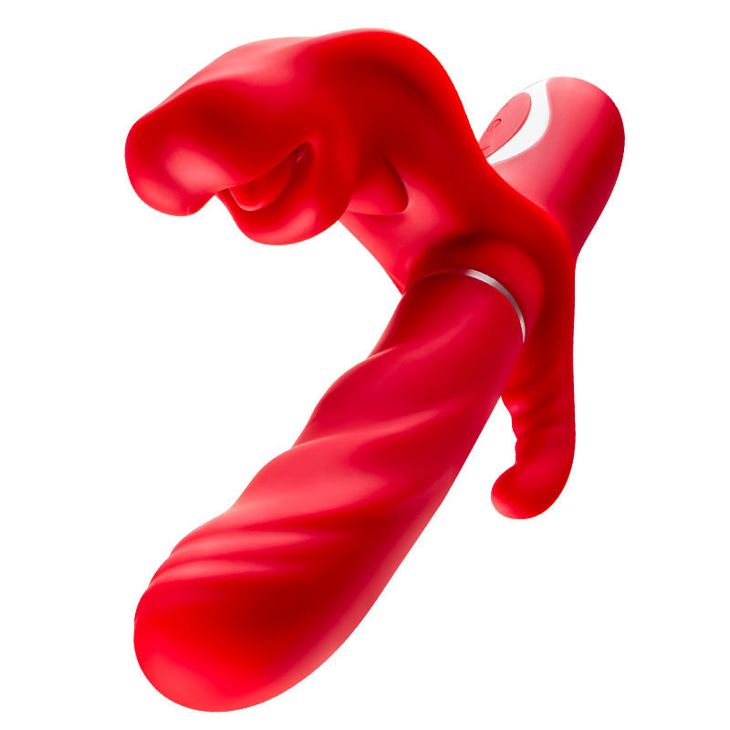 Rose Muncher 3-in-1-Vibrator mit mundbeißender Klitoris und G-Punkt-Stoßfunktion