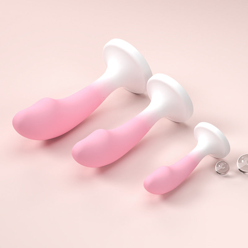 Gradient Pink Silicone Realistic Dildo Anal Plug