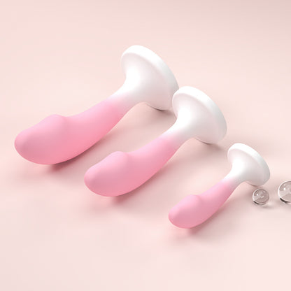 Gradient Pink Silicone Realistic Dildo Anal Plug