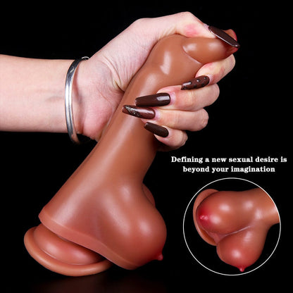 7,68 Zoll Dildo Weicher manueller Dildo mit Doppelbrüsten