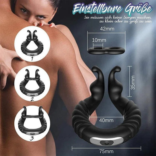 Vibrierender Doppel-Penisring-Dildo, dehnbarer Penisring 