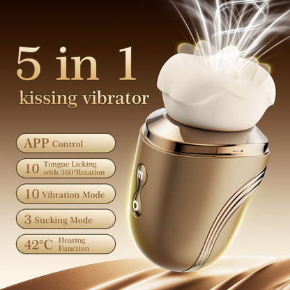 Luxury Gold Kissing & Tongue-Licking 5-in-1 Stimulator
