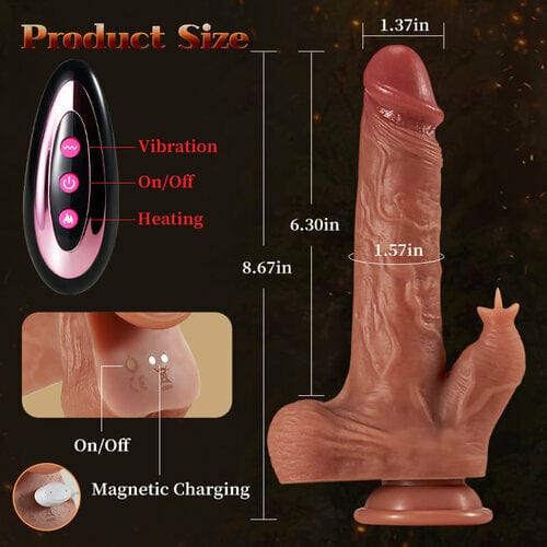 8.67 Inch Realistic Dildo 9 Vibrating Tongue Licking Thrusting Swing Heating