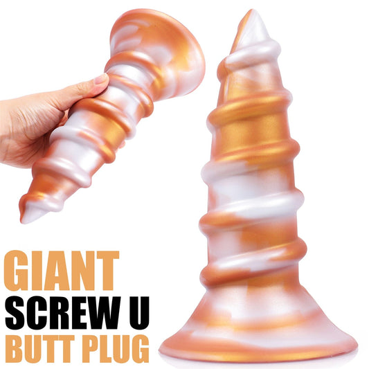 AIMITEX Gold Silikon Schraube Super Dick Penis Butt Plug Anal Sex Spielzeug