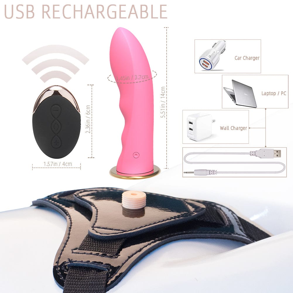 حزام ديلدو لاسلكي قابل لإعادة الشحن عن بعد بمنفذ USB 